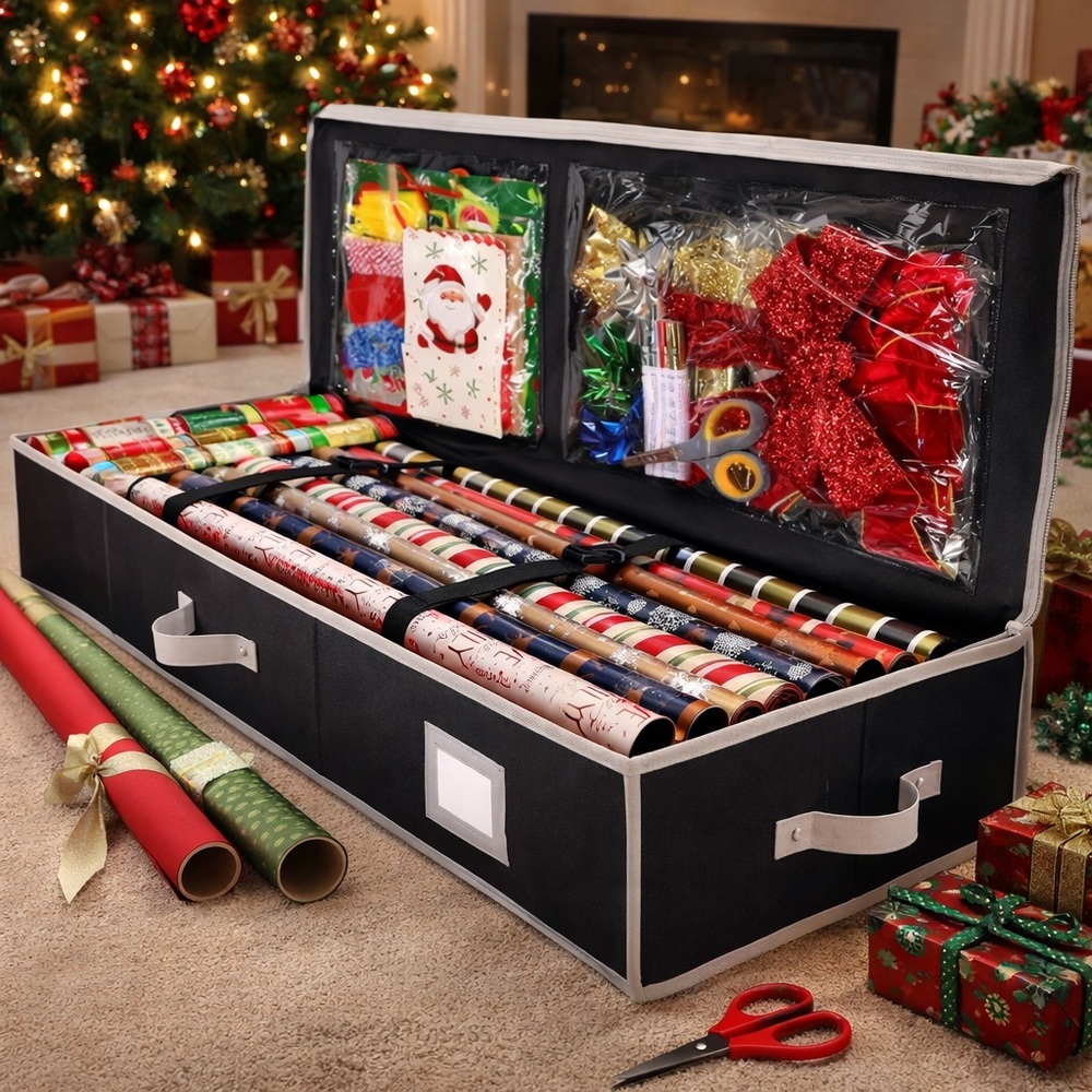 Christmas Wrapping Paper Storage‎ Bag with Pockets Holiday